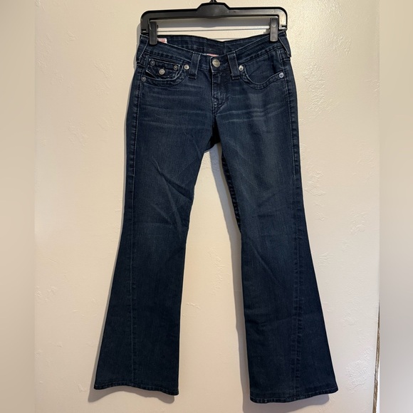 True Religion Dark Blue Flare Jeans Size 27 Y2K Retro Vintage Classic Pockets - Picture 2 of 16